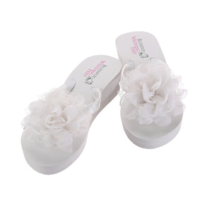 Chiffon and Lace rose embellishment on Bridal Flip Flops