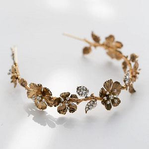 Gold metal Bridal Crown with Rhinestones
