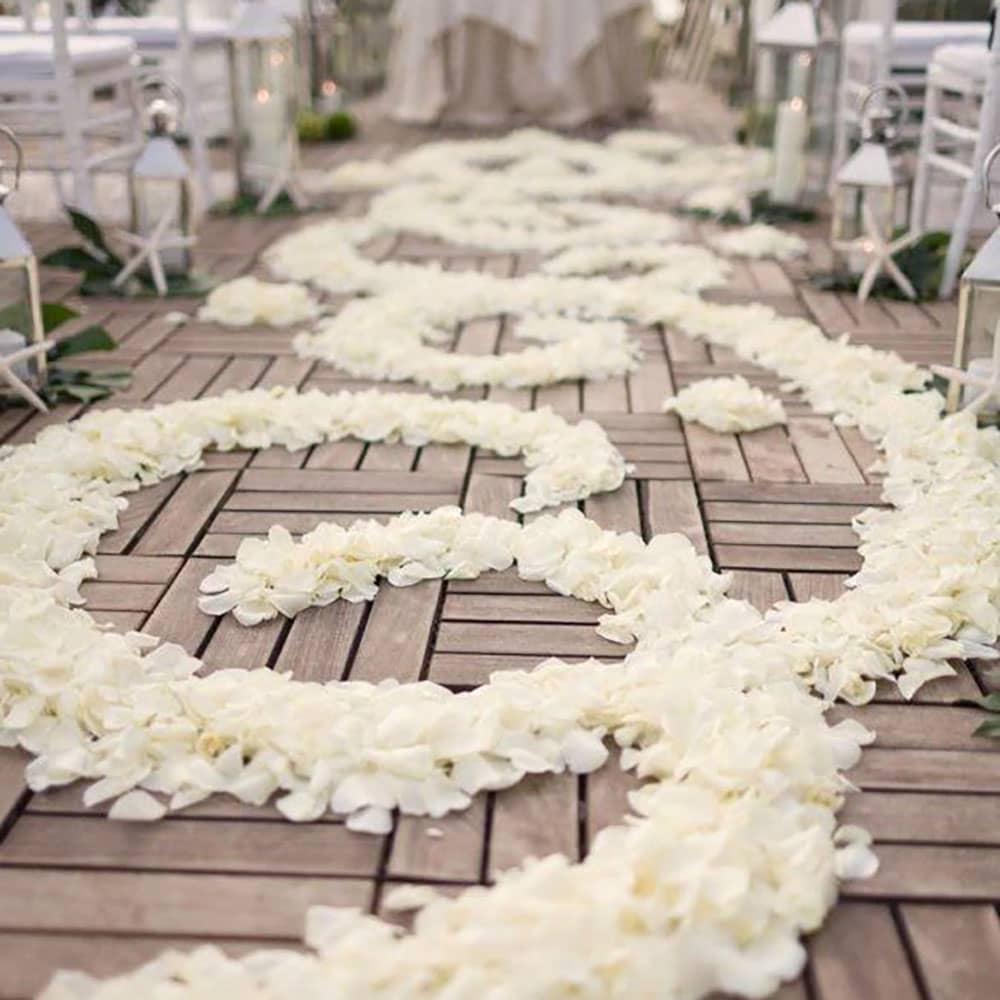 Rose Petals line a beautiful Wedding Aisle