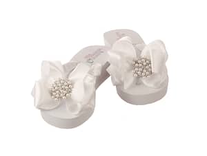 A pair of Bridal Flip Flops designed especially for Brides when they need to take off their high heels