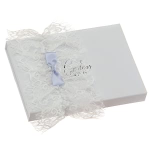 Beautiful Lace Bridal Garter with blue bow