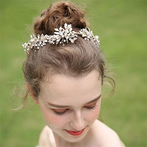 Delicate gold leaves with rhinestones for Bridal Crown
