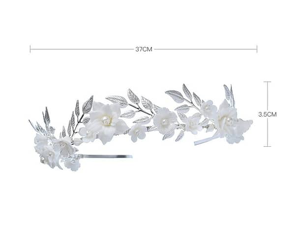 Porcelain Flower and Leaf Wedding Crown measurements