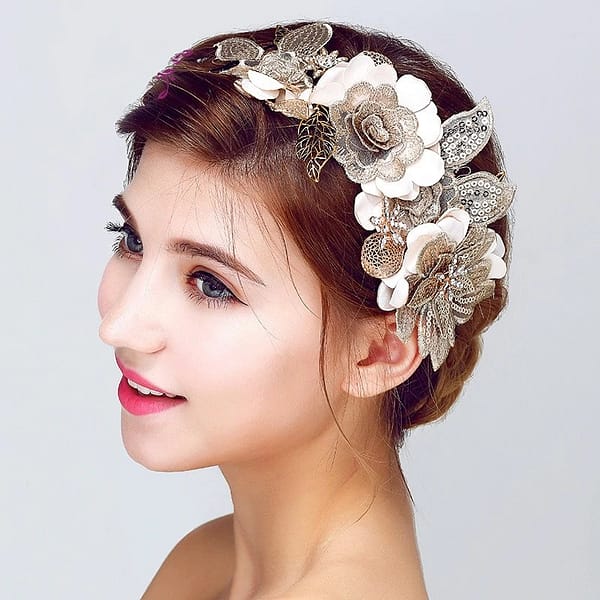 Vintage Bridal Headpiece with flowers and leaves