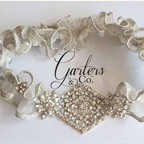 Organza Garter with stunning Rhinestones and Pearls