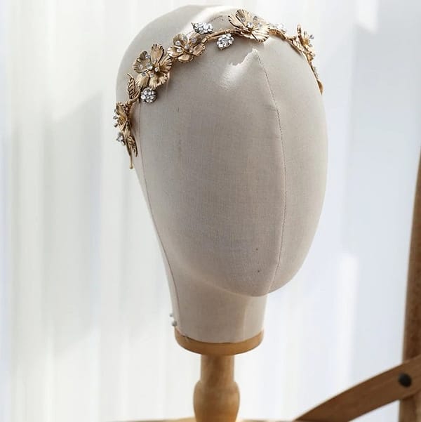 Vintage Bridal Crown in metallic gold and rhinestones