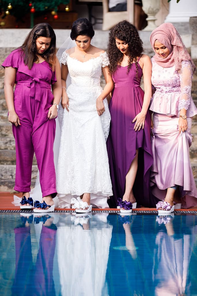 Bride and her Bridesmaids wearing Bridal Flip Flops